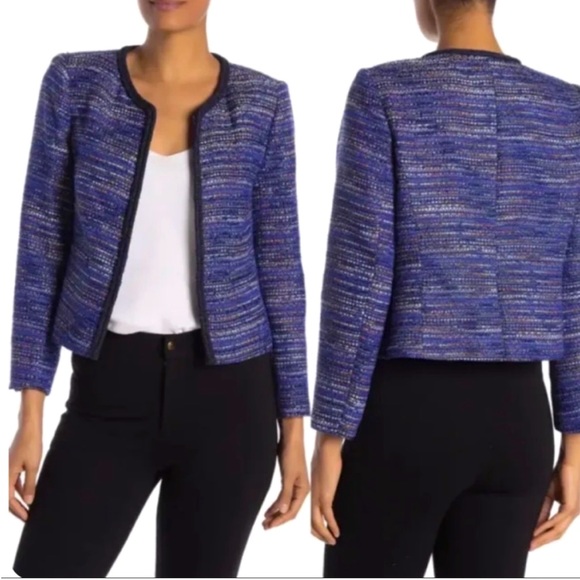 J. Crew Jackets & Blazers - J. Crew Blue Tweed Jacket Blazer Jacket Women’s Size Small EUC